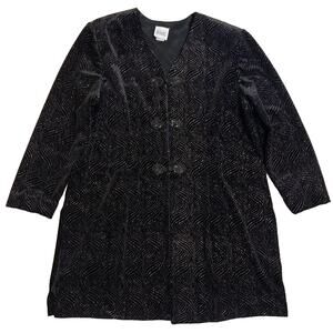 R&M RICHARDS Jacket Womens 18 BLACK SEQUINs Oriental Knots Long Formal Cardigan